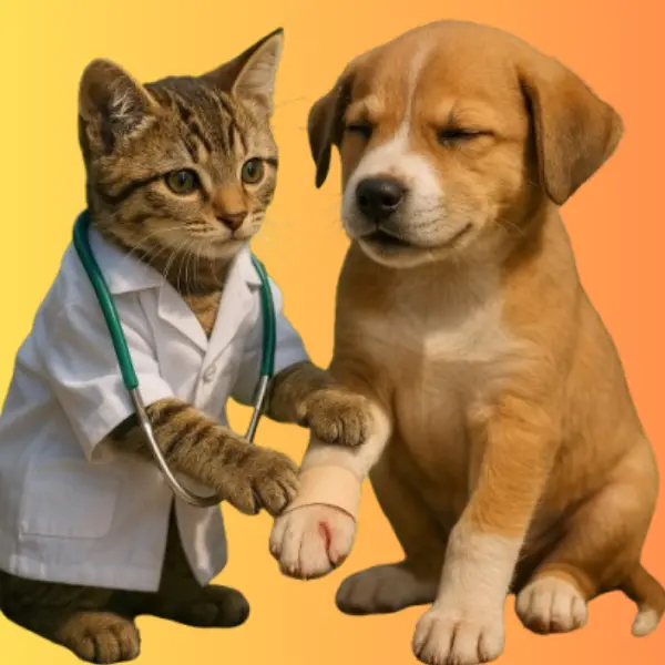 Clínica Gatito curando a cachorro de su patita